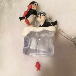 Adorable Penguin Ornament with Red Fish